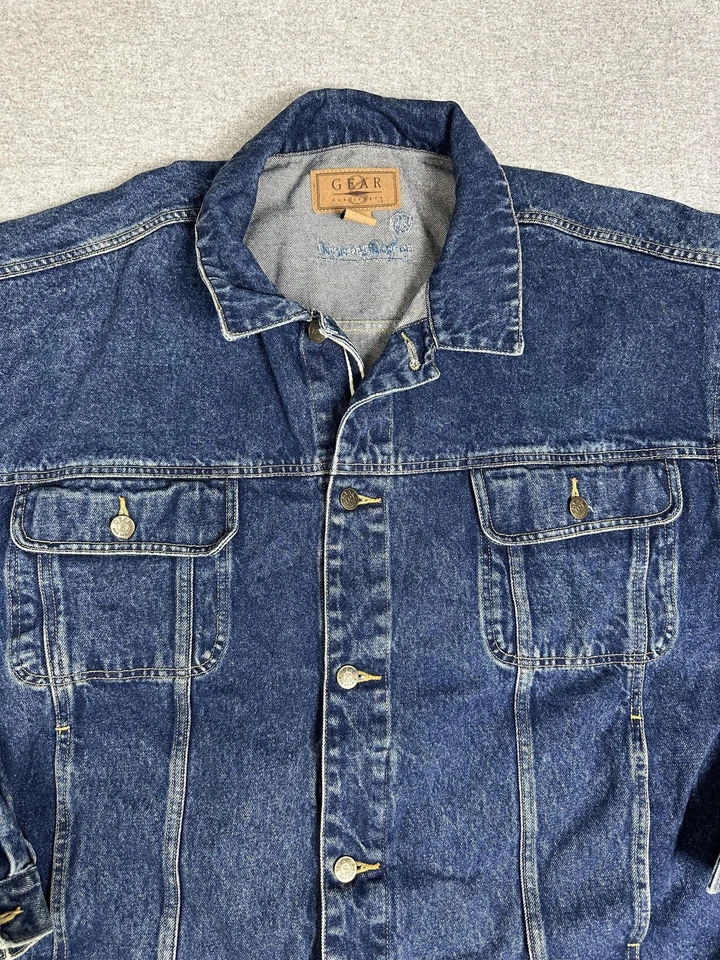 VTG Gear For Sports Jacket Mens 2XL Blue Denim Trucker Jean Button Front 90s - Image 4 of 4