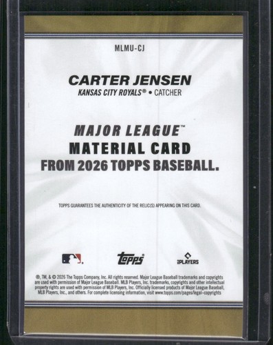 Firefly Relics 2026 Topps Update - Major League Material - Carter Jensen - #MLMU-CJ ...