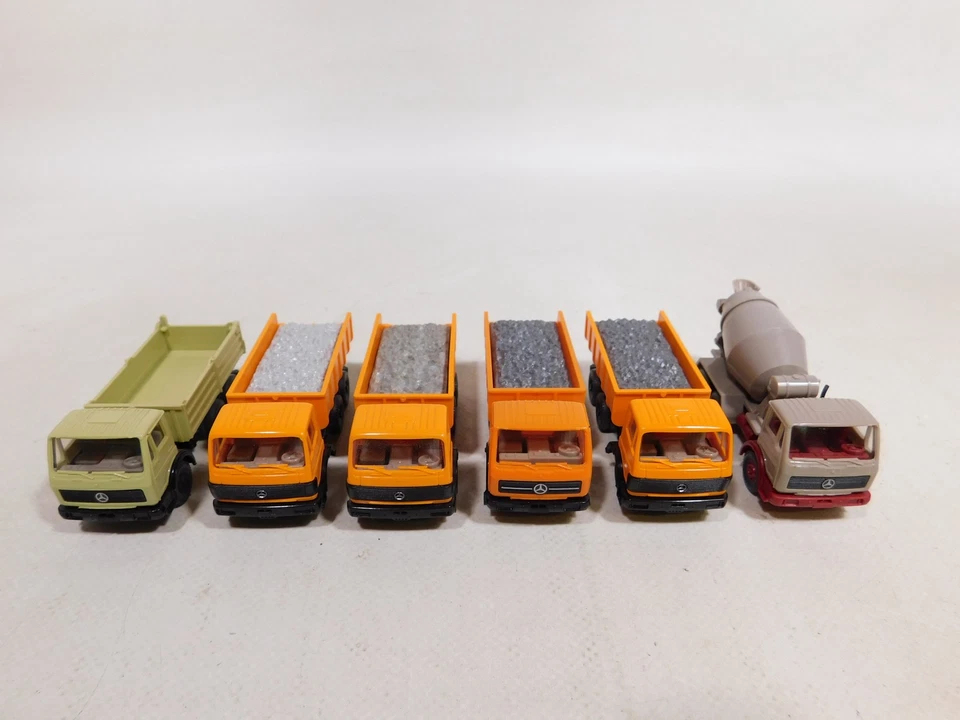 6x wiking H0 1:87 Autocarro MB Betoniera Ribaltabile Con Absetzmulde ecc Mint # - Immagine 4 di 4