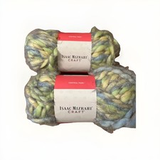 2X - Isaac Mizrahi Yarn Central Park SHEEP MEADOW Yellow Blue Fuzzy Skein 55yds