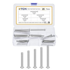 25Pcs M5-0.8x40 to 60mm Button Head Socket Cap Screws Kit 304 Stainless Steel