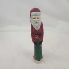 Red Ceramic Tall Slim Santa with Christmas Tree Ornament Christmas Decor 