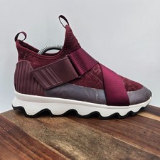 Sorel Kinetic Sneak Shoes Women's 8 Burgundy Slip On Strap Low Top Sneakers