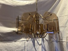 Deckenlampe 8-flammig E14 Gold- oder Messingfarben, 8-Eck-Glas Motiv