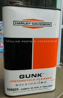 VTG 1960s PRE AMF HARLEY DAVIDSON QT GUNK EMPTY TIN CAN GOOD STRONG GRAPHICS