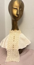 Victorian/Edwardian Jabot Style Cotton Lace Collar Cream-Colored 11.5x13