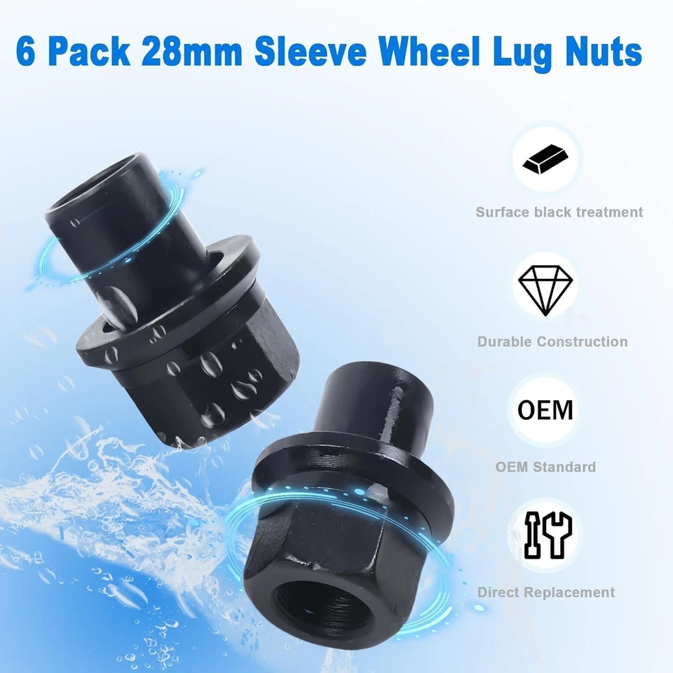 6 Pack Two-Piece 28Mm Sleeve Wheel Lug Nuts Fit for Heavy Duty Semi Trucks with  - Image 4 of 4