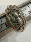 Vtg Solid Sterling Silver Textured Ornate Size 7.75 Ring 3.631g Nickel Free