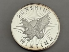 "UNCIRCULATED"  1 oz .999 FINE SILVER ROUND by Sunshine Minting 112.28 per troy oz