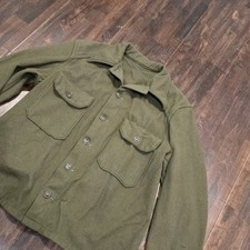Vintage 1950s Korean War U.S Army Medium Shirt OG 108 Olive Green Wool Field