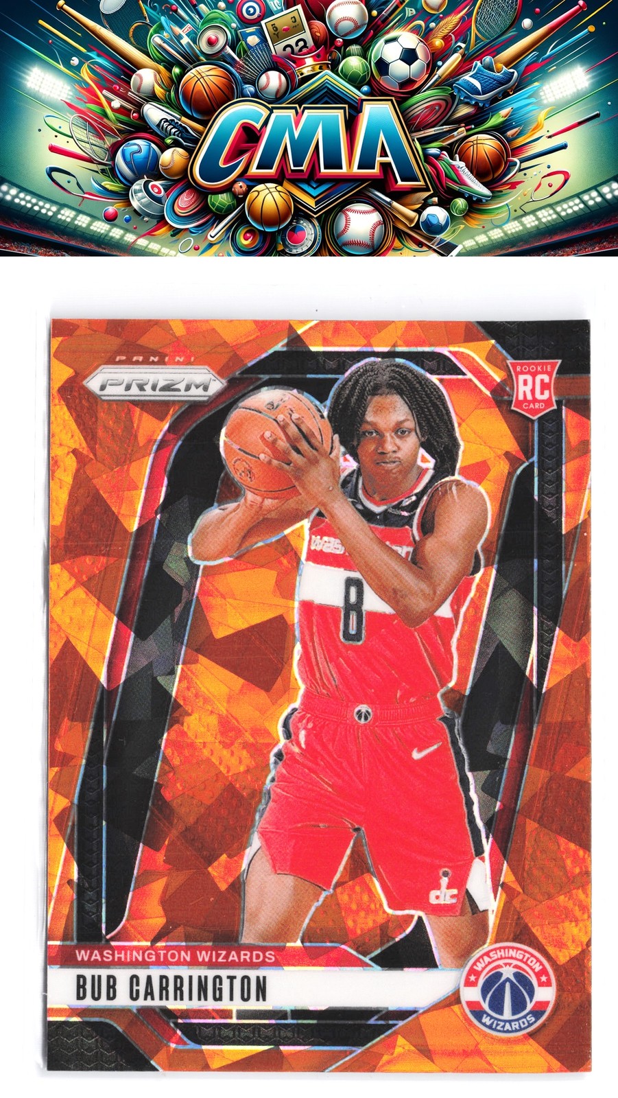 2024-25 Panini Prizm #244 Bub Carrington Prizms Orange Ice