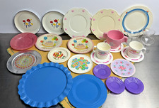 Vintage Pretend Play Food Plates Cups Tin Plastic Chilton Fisher Price Lot of 26