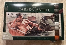 Faber Castell Pitt Artist Pens, Classic Set, India Ink Open Packing