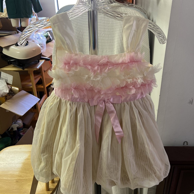 Used American Girl Girls Dress Sz 6 Pink Beige Gold Bitty Baby