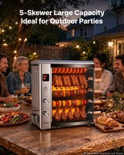 VEVOR Countertop Vertical Oven Brazilian Flame 5 Auto Rotating Skewers