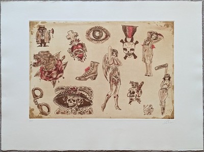 Dr. LAKRA Woman Jeronimo Lopez Ramirez HAND SIGNED Etching Mexican Tattoo Artist