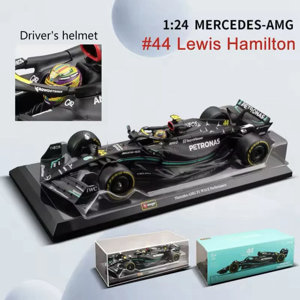 Macchina Mercedes Amg F1 Lewis Hamilton W18 Burago Scala 1:24 Formula 1 Vetrina - Immagine 2 di 4