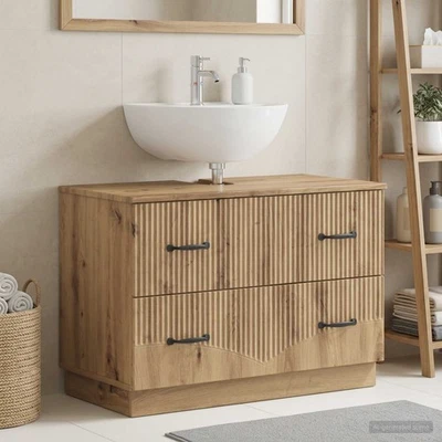 Meuble sous Lavabo de Salle de Bain HOORN Bois d'ingénierie évier vidaXL vidaXL - Photo 1/4