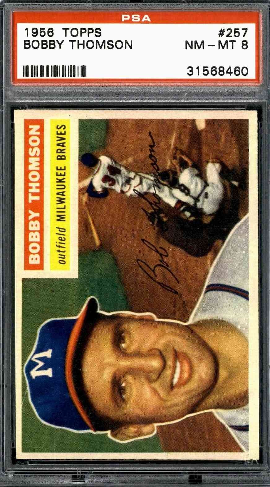 1956 Topps #257 Bobby Thomson - PSA 8
