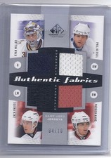 2010-11 UPPER DECK SP GAME USED MILLER KESSEL KANE PARISE JERSEY QUAD SP /10