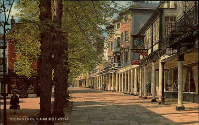 Tunbridge Wells Kent Colorkarte ~1960/70 The Pantiles Straßenpartie Restaurant