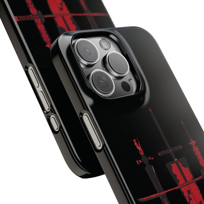 Sword Phone Cases, Red and Black Sword Design, Flame Pattern Phone Covers, Dark