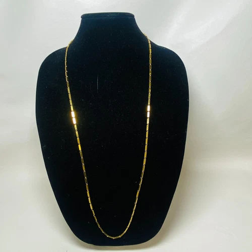Vintage Monet Geometric Link Necklace Gold Tone Chain Statement Jewelry Costume