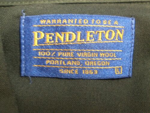 Vintage Sir Pendleton Wool Shirt Men Large Green Solid Worsted Wool Hunting USA - Picture 3 of 5