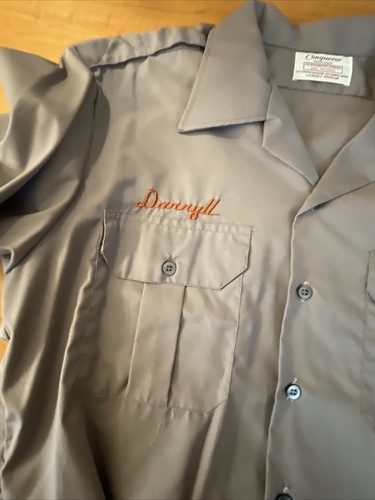 Vintage 1980s Century Furniture Company Hickory NC gray work shirt Darryll L - Picture 12 of 12