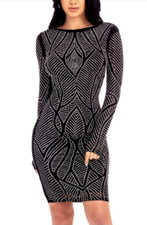 Women Black Rhinestone Dress