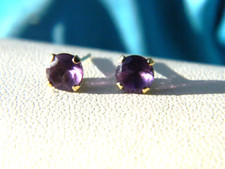 14k Gold Amethyst Stud Earrings