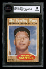 1962 TOPPS #471 MICKEY MANTLE AS KSA 8 ERROR PARTIAL G O F BABE RUTH WHITE LINE