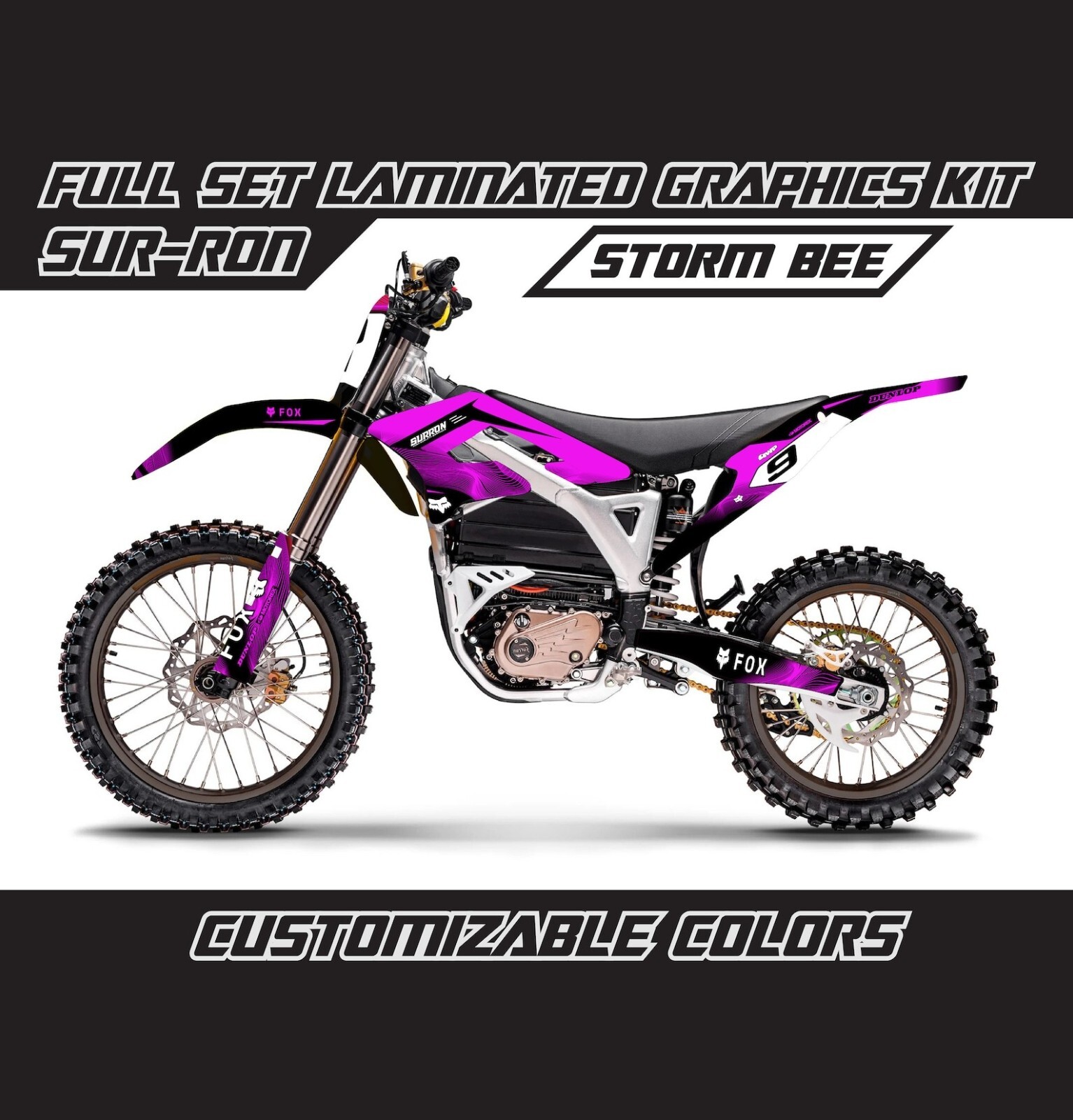SURRON STORM BEE Purple Black Full Graphics Stickers Kit Wrap Skin Decals Set