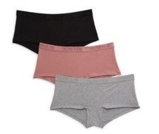 NWT Calvin Klein Motive Cotton Boyshorts Pack of 3 BLUSH BLACK HEATHER GRAY