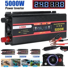 5000W 3000W 1500W Power Inverter Sine Wave DC 24V to AC 120V 110V RV Camper LCD