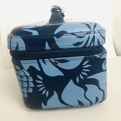 Estuche de maquillaje X2K 1998 ROXY Train azul floral hawaiano difícil de encontrar vintage excelente estado - Imagen 3 de 11