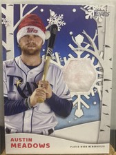 2021 Topps Holiday Edition Austin Meadows 57/75 Santa Hat Relic Patch Card