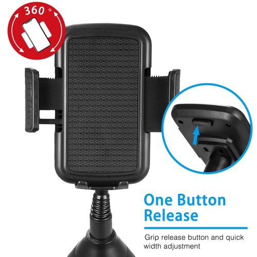 360° Heavy Duty Car Cup Cell Phone Holder Mount Goose Neck For iPhone Samsung - Picture 5 of 12