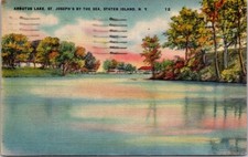 Postcard Arbutus Lake St Joseph's by the Sea Staten Island New York posted 1945