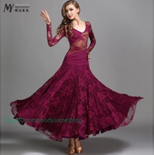 Womens Ladies Girls V-Neck Latin Salsa Tango Ballroom Competition Dance Dress