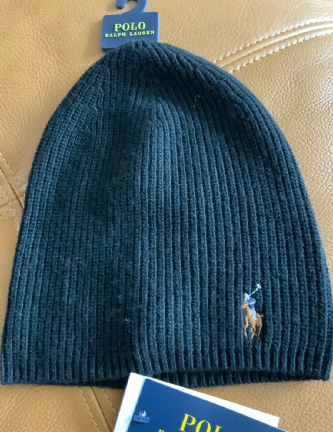 PONY Polo Ralph Lauren Polo player maglia misto lana cappello nero nuovo con etichetta taglia unica unisex $58