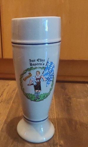 German Gerzit 9.25 Inch Pilsner Beer. Blue And Gray Salt Glaze Chre Bapern's