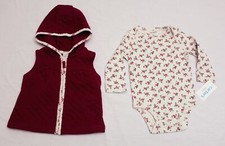 Carter's Baby's Long Sleeve Pajama And Hooded Vest Set JR7 Multi Size 6M NWT