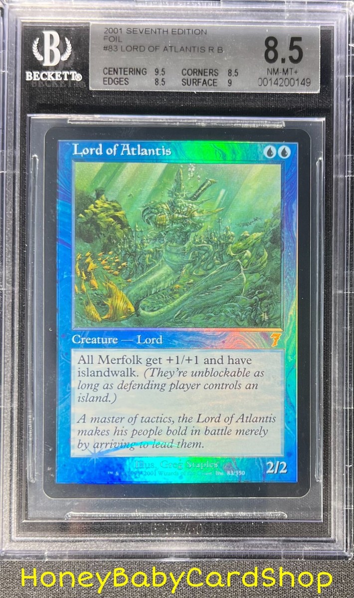 MTG Seventh Edition Foil 2001 Lord of Atlantis BGS 8.5Q++ (B. Quad