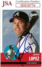 Javy Lopez signed 2001 Upper Deck Vintage Baseball On Card Auto #181- Braves JSA