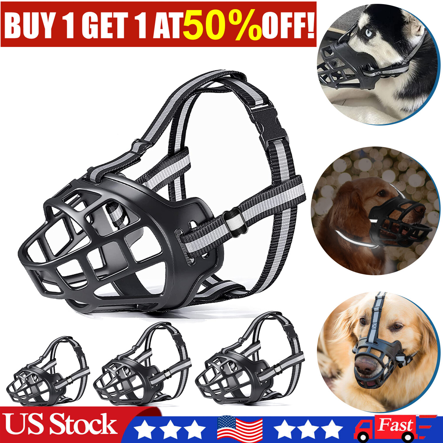 Adjustable Dog Muzzle Soft Silicone Breathable Strong Basket Dogs Mouth