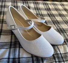 Eight KM girls luminous sparklywhite glitter shoes Wedding Dance Shoes 34 2.5 3