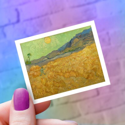 Vincent van Gogh Wheatfield with a Reaper Oil Painting Sticker | Famous Painting