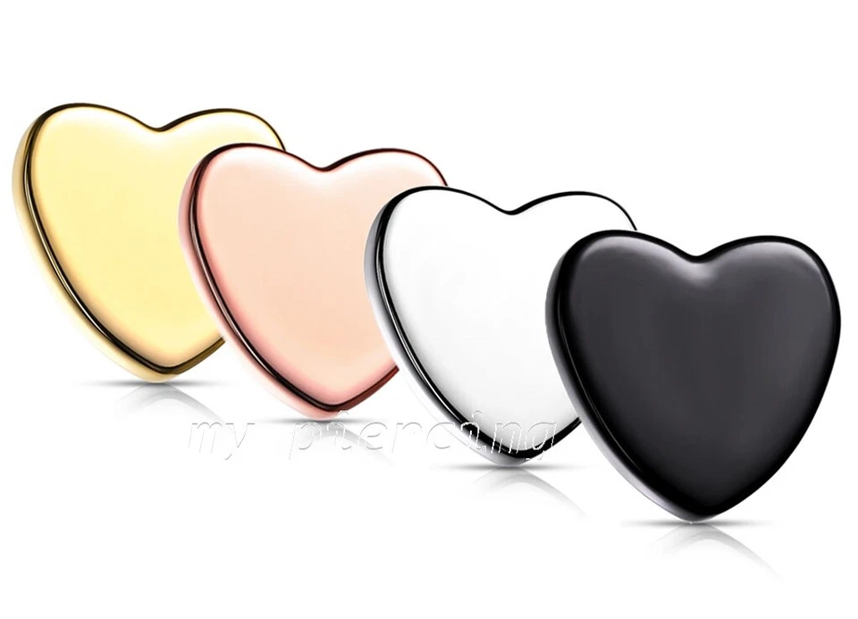  14G 4mm Flat Heart Dermal Anchor Top Anodized 316L Surgical Steel  - Image 2 of 2