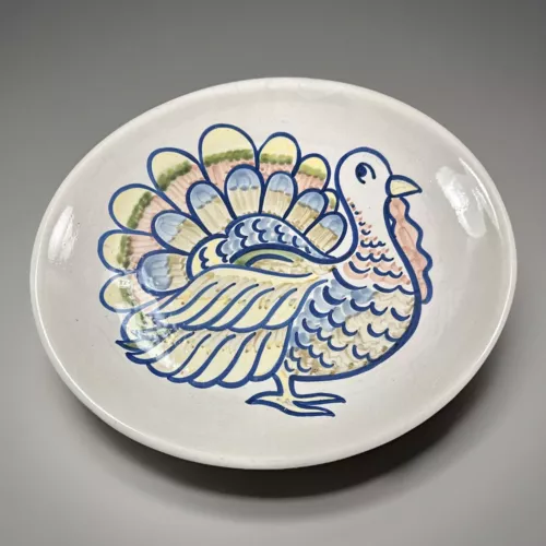 Vintage LOUISVILLE STONEWARE POTTERY TURKEY PLATTER HAND Painted Kentucky Fine
